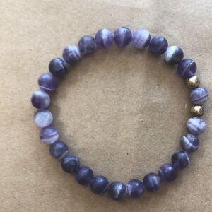 Stretch Amethyst Bracelet with two silver beads
